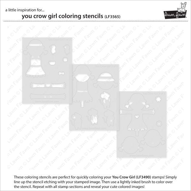 Lawn Fawn You Crow Girl Coloring Stencils lf3565 individual stencils