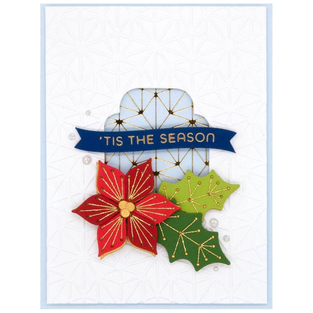 S4-1299 Spellbinders Stitched Poinsettia and Holly Etched Dies poinsettia