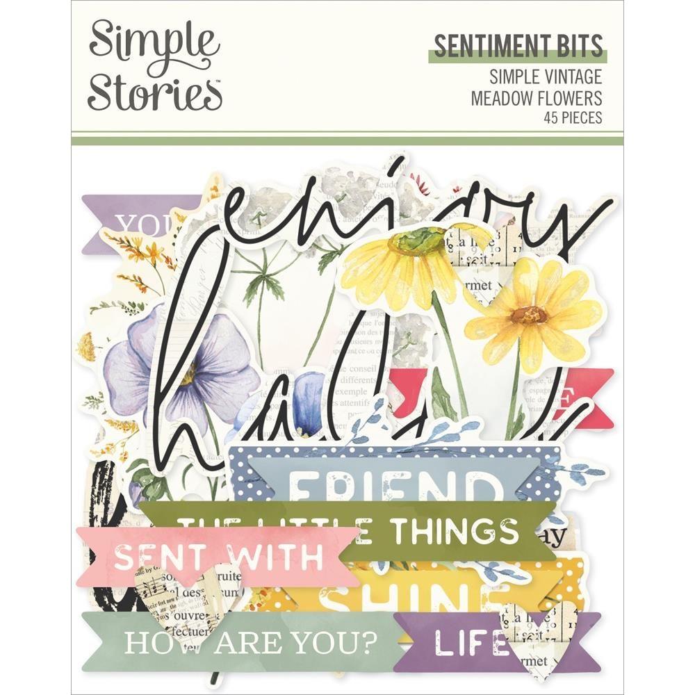 Simple Stories Vintage Meadow Flowers Sentiment Bits And Pieces 22624