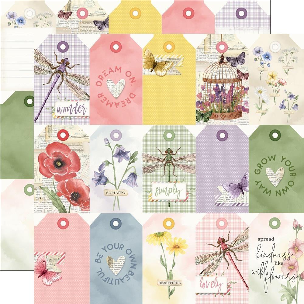 Simple Stories Vintage Meadow Flowers 12 x 12 Collection Kit 22600 Tag Elements