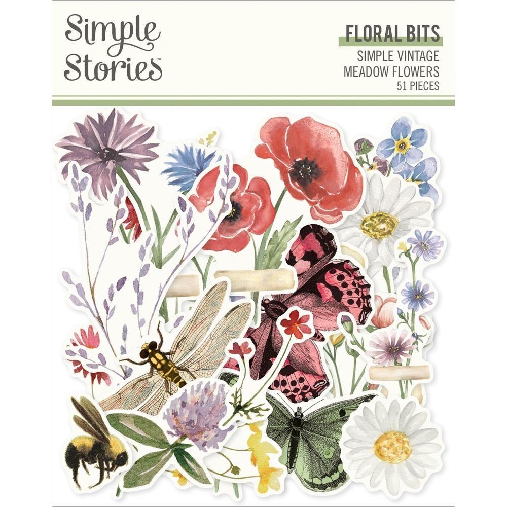 Simple Stories Vintage Meadow Flowers Floral Bits And Pieces 22623