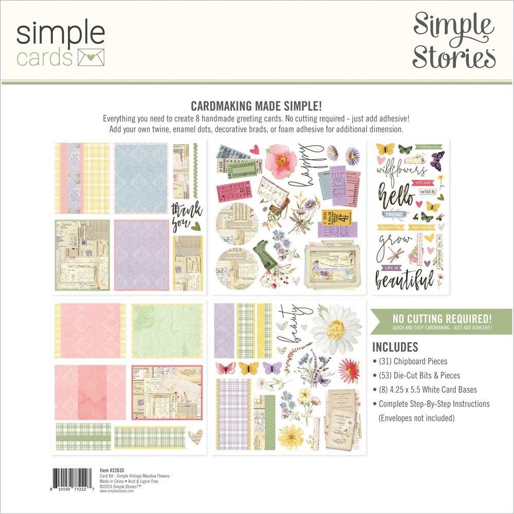 Simple Stories Vintage Meadow Flowers Card Kit 22635 Backside Product View