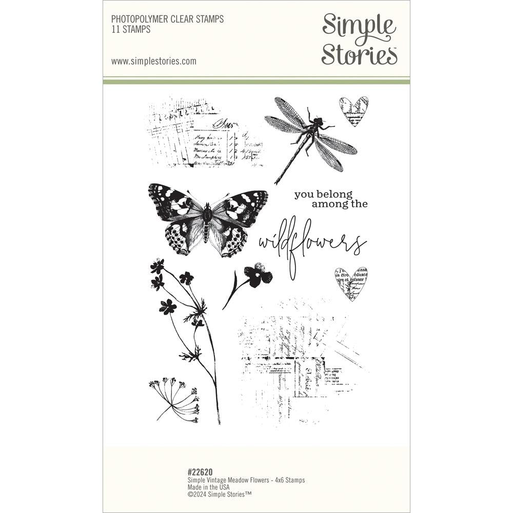 Simple Stories Vintage Meadow Flowers Clear Stamps 22620 Detailed Product View