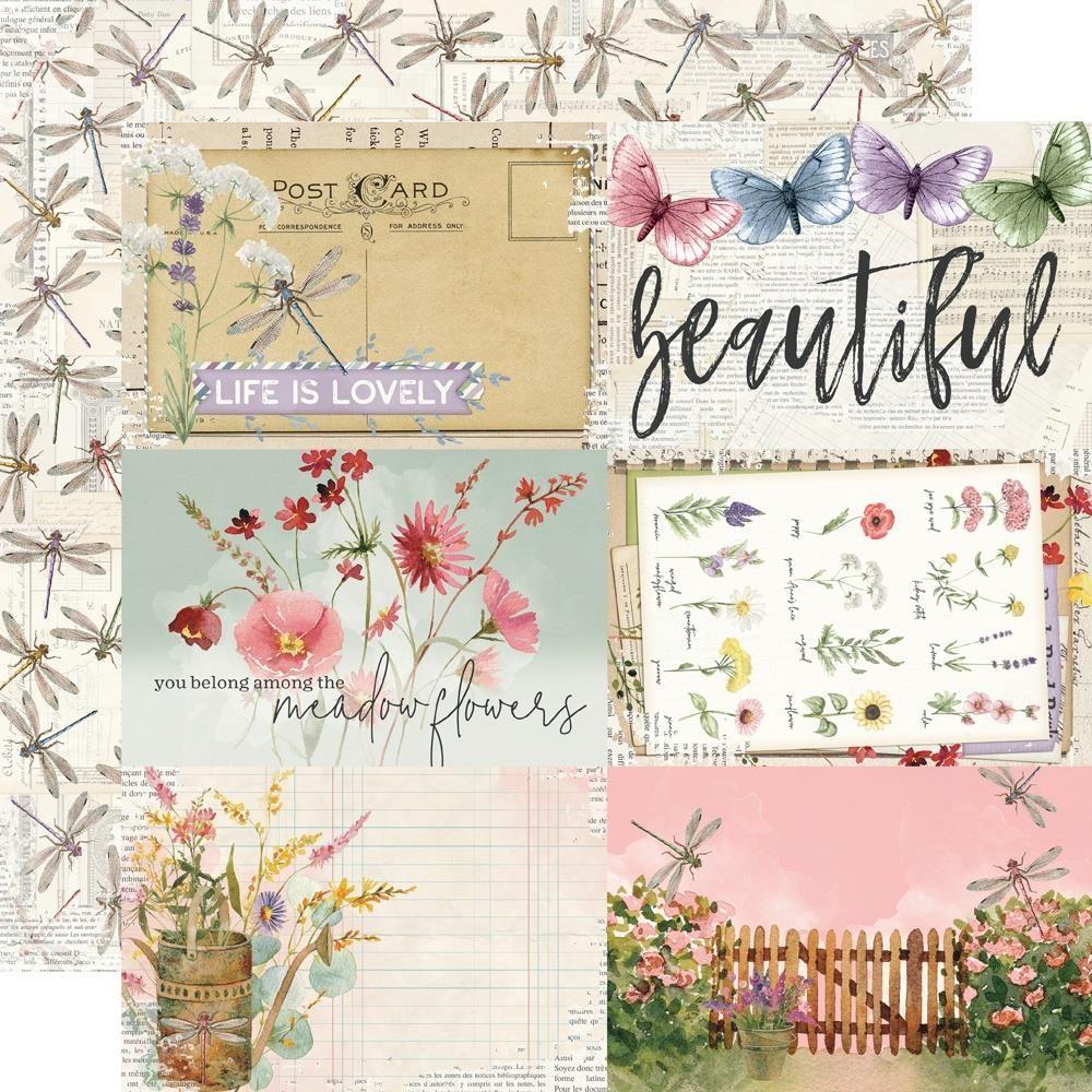 Simple Stories Vintage Meadow Flowers 12 x 12 Collection Kit 22600 4X6 Elements