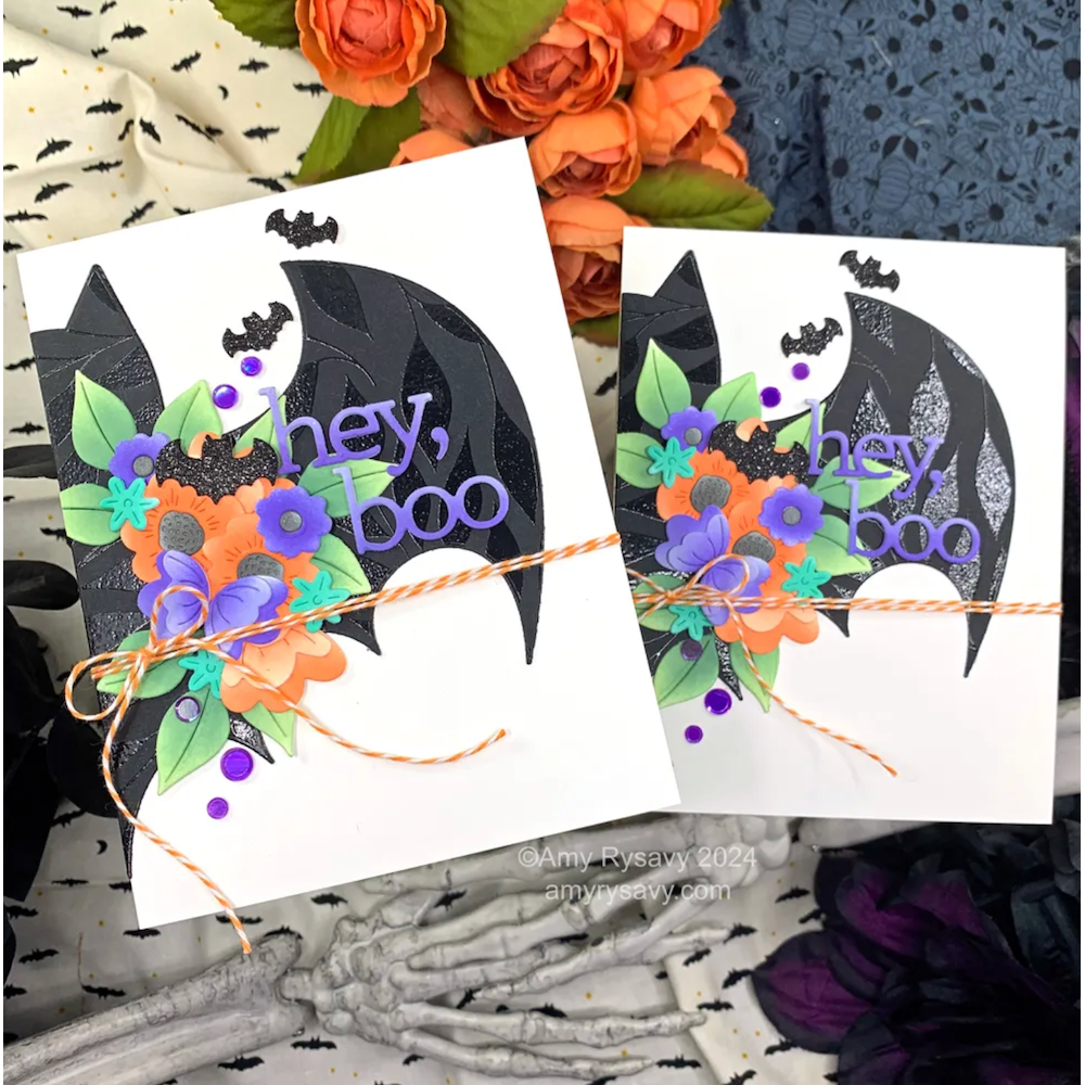 Tonic Black Sapphire 8.5 x 11 Glitter Cardstock 9963e Halloween Boo Cards | color-code:ALT01