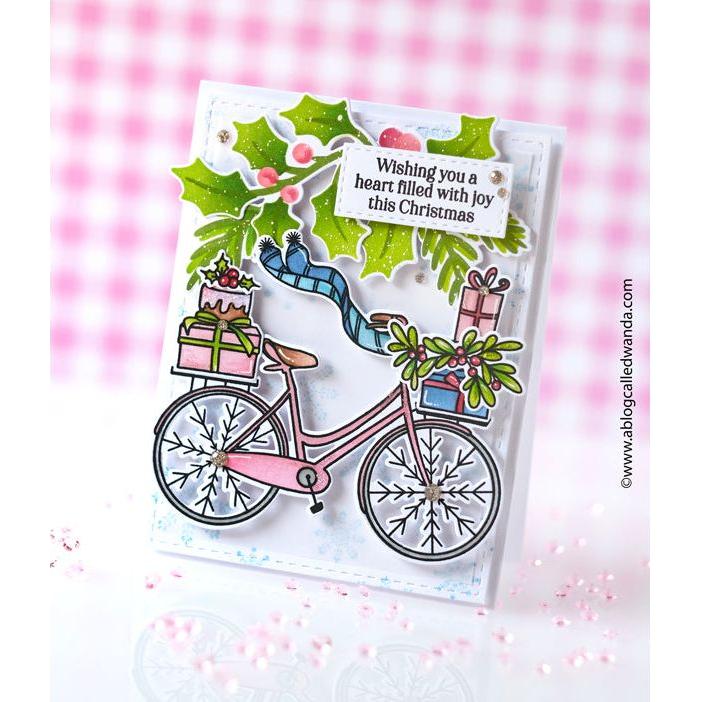 Pinkfresh Studio Holiday Bicycle Dies 254024 Christmas Joy Card | color-code:ALT01