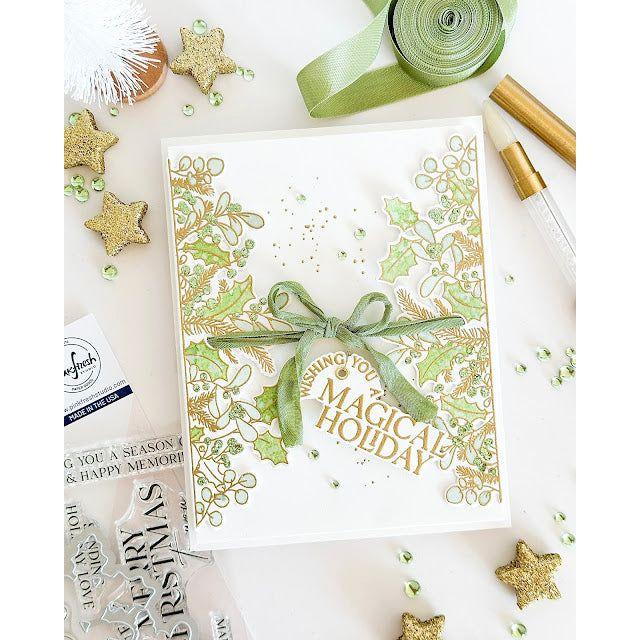 Pinkfresh Studio Magical Holiday Clear Stamps 251624 Gold Christmas Card | color-code:ALT02