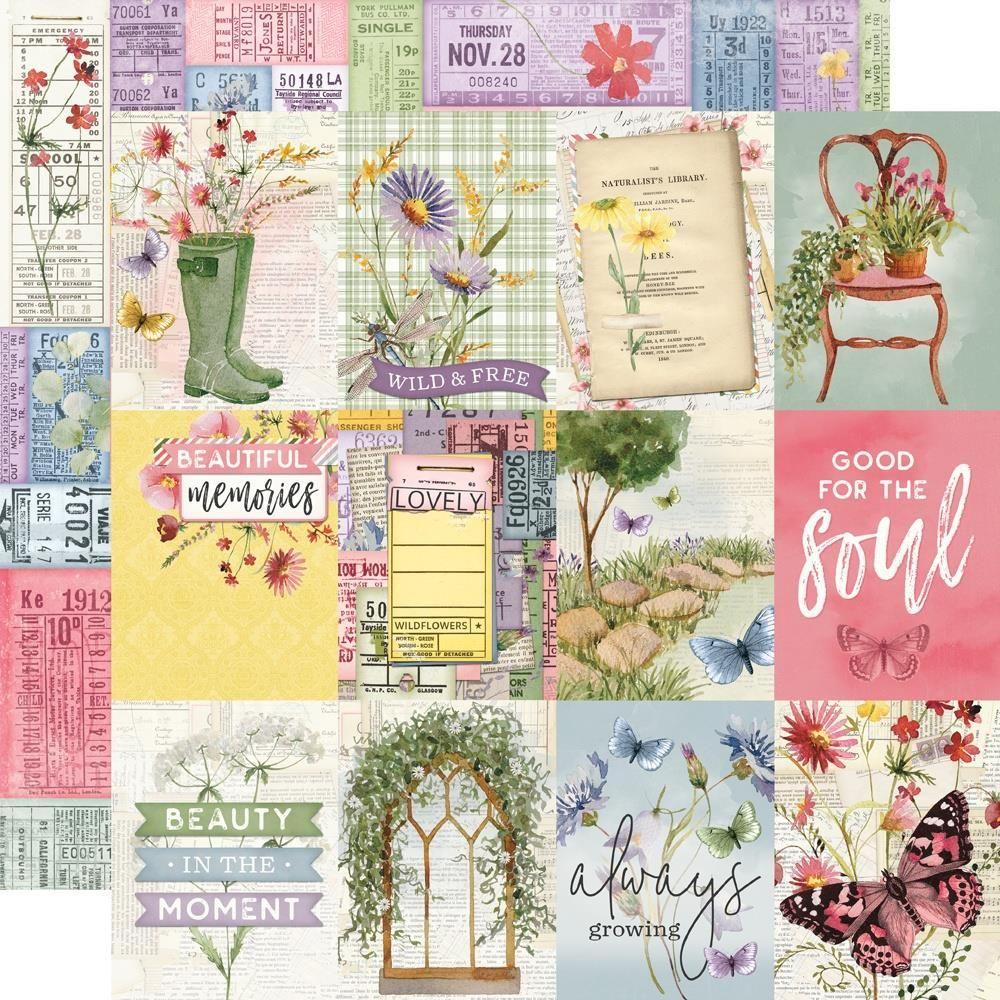 Simple Stories Vintage Meadow Flowers 12 x 12 Collection Kit 22600 3x4 Elements