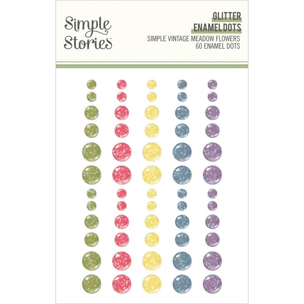 Simple Stories Vintage Meadow Flowers Glitter Enamel Dots 22632