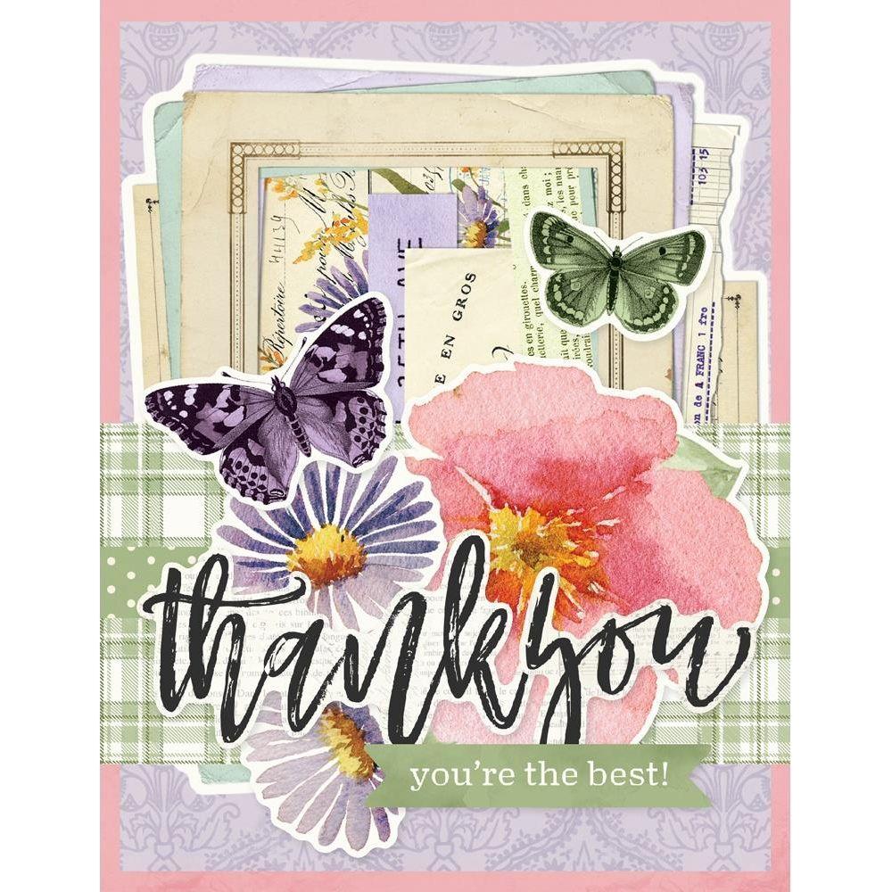 Simple Stories Vintage Meadow Flowers Card Kit 22635 Thank You Butterfly Card