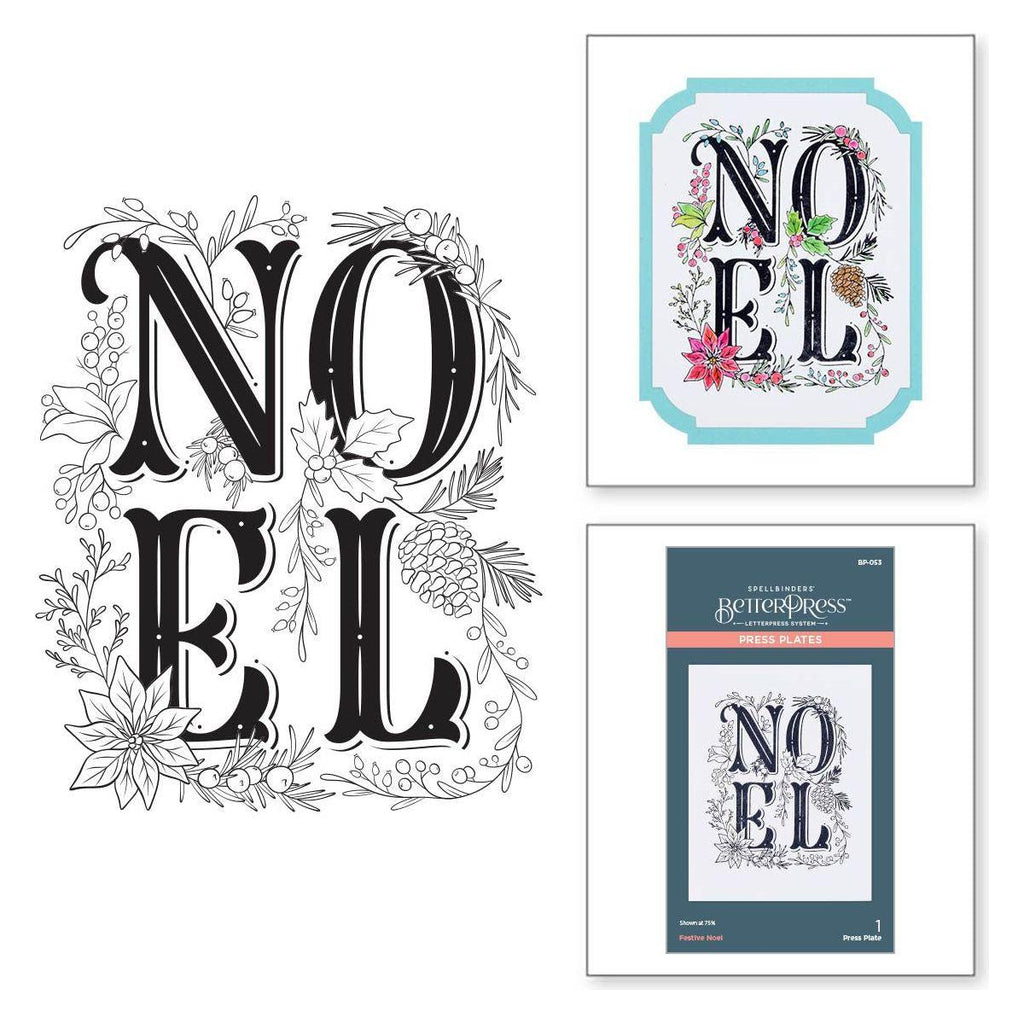 BP-053 Spellbinders Festive Noel BetterPress Press Plate noel