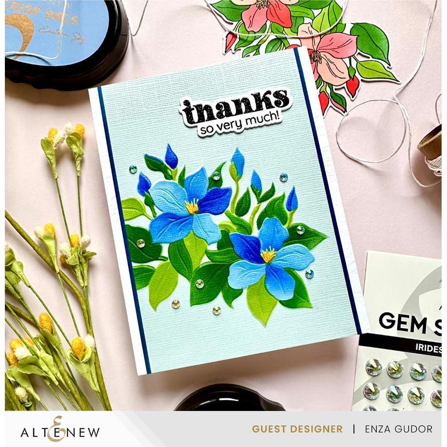 Altenew Sweet Jasmine Simple Coloring Stencils alt8836 blue flowers