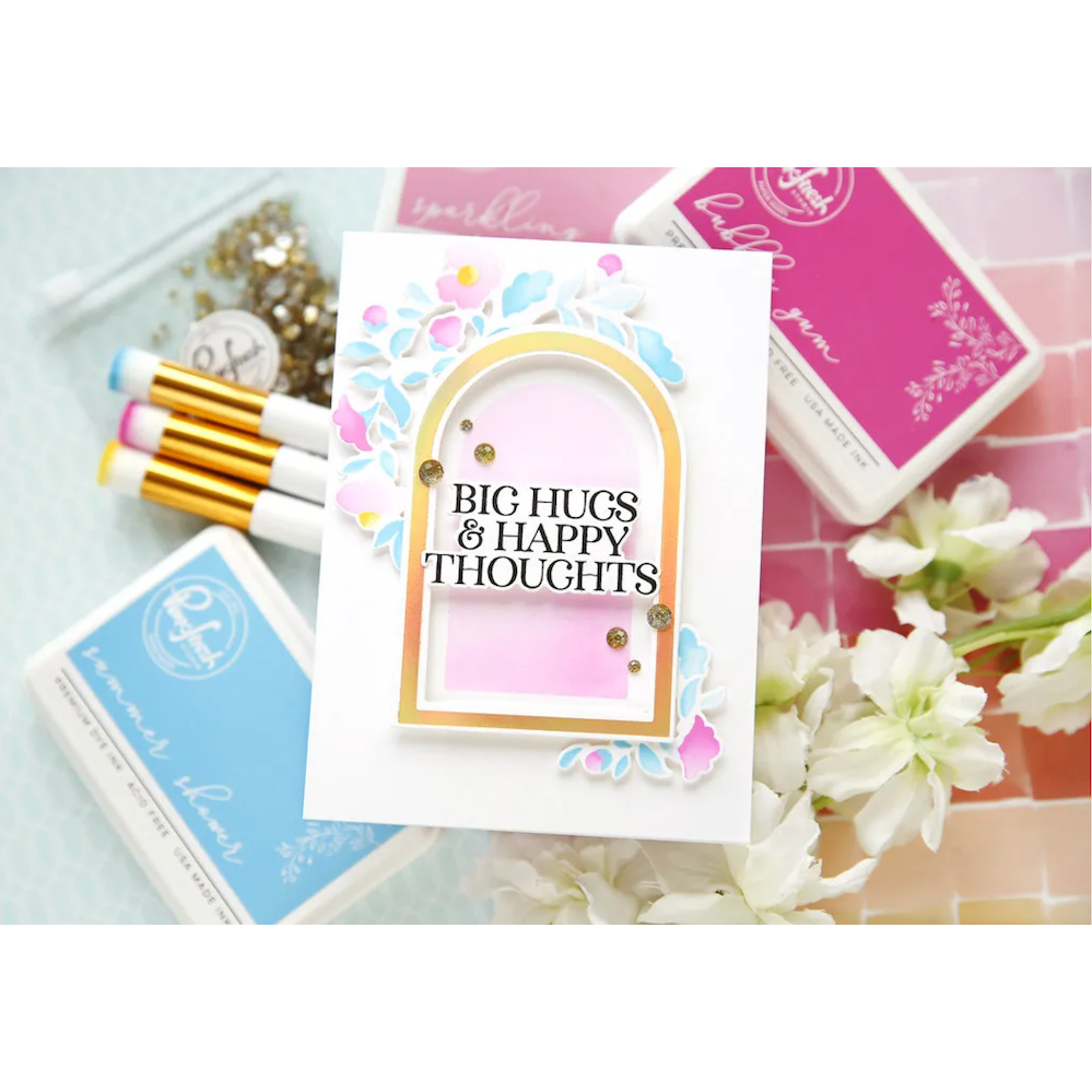 PinkFresh Studio Nested Arches Hot Foil Plate 193923 Happy | color-code:ALT04