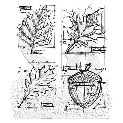 Tim Holtz Autumn Blueprint Cling Stamp