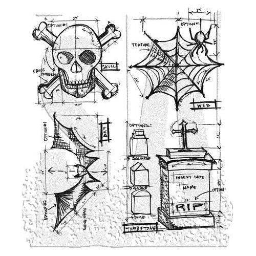 Simon Says Stamp! Tim Holtz Cling Rubber Stamps HALLOWEEN BLUEPRINT CMS134