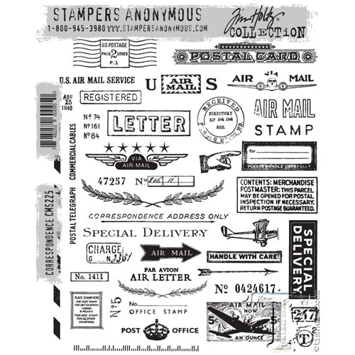 Stamper's Anonymous / Tim Holtz - Cling Mounted Rubber Stamp Set -  Correspondence