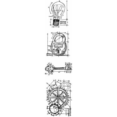 Simon Says Stamp! Tim Holtz Mini Blueprints Strip INDUSTRIAL Cling Rubber Stamps THMB009