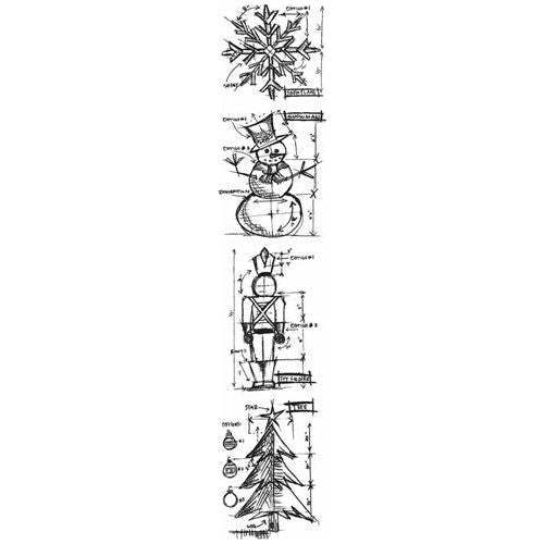 Simon Says Stamp! Tim Holtz Mini Blueprints Strip CHRISTMAS Cling Rubber Stamps THMB003