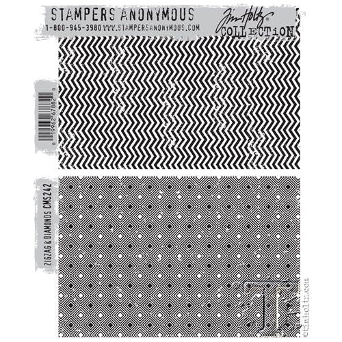 Simon Says Stamp! Tim Holtz Cling Rubber Stamps  ZIGZAG and DIAMONDS CMS242