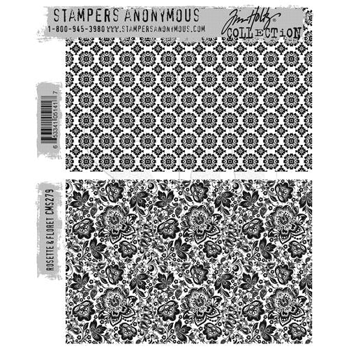 Simon Says Stamp! Tim Holtz Cling Rubber Stamps ROSETTE and FLORET CMS279