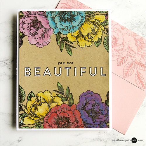 MFT Peaceful Wildflowers Stamp and Die Sets  Inspirational cards, Simple  cards, Tim holtz distress ink