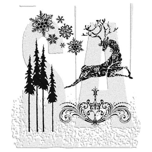 Simon Says Stamp! Tim Holtz Cling Rubber Stamps REINDEER FLIGHT CMS052