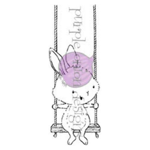 Simon Says Stamp! Purple Onion Designs BUNNY ON SWING Cling Stamp pod1017