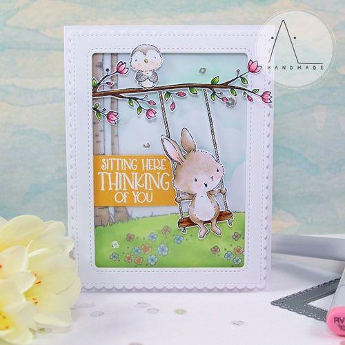 Simon Says Stamp! Purple Onion Designs BUNNY ON SWING Cling Stamp pod1017