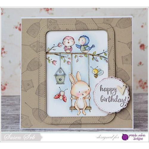 Simon Says Stamp! Purple Onion Designs BUNNY ON SWING Cling Stamp pod1017