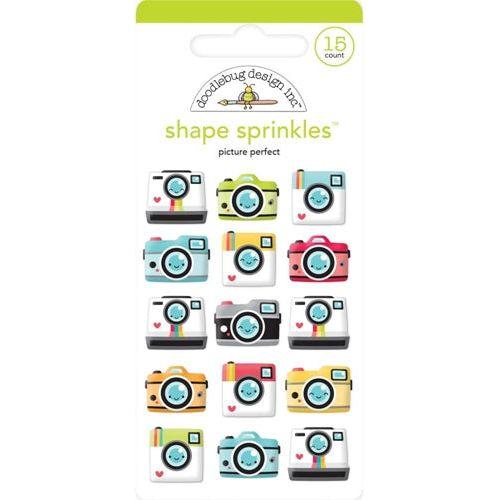 Simon Says Stamp! Doodlebug PICTURE PERFECT Sprinkles Adhesive Glossy Enamel Shapes 6351