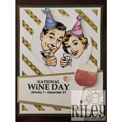 Simon Says Stamp! Riley And Company Funny Bones NATIONAL WINE DAY Cling Rubber Stamp RWD 784