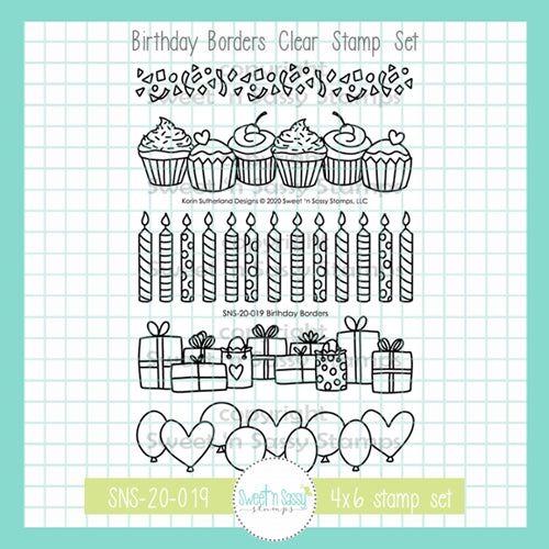 Simon Says Stamp! Sweet 'N Sassy BIRTHDAY BORDERS Clear Stamp Set sns20019