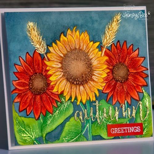 Simon Says Stamp! Honey Bee SWEET SUNFLOWERS Clear Stamp Set hbst274