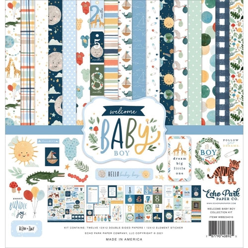 Echo Park Our Baby Boy Cardstock Stickers 12X12-Elements
