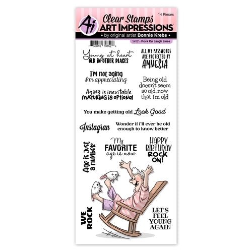 Simon Says Stamp! Art Impressions ROCK ON Laugh Lines Clear Stamps 5422