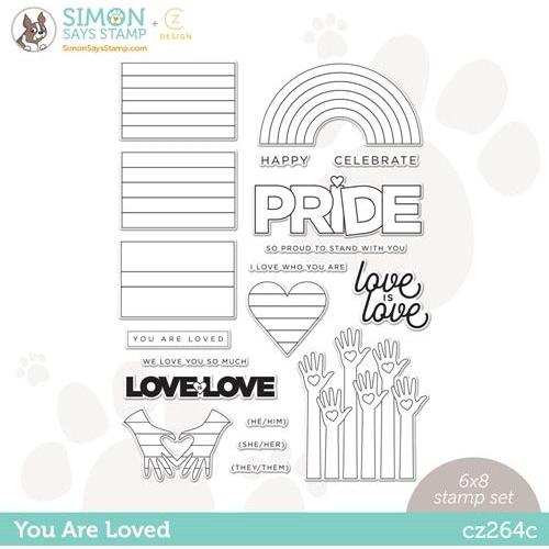 Simon Says Stamp! CZ Design Clear Stamps YOU ARE LOVED cz264c Rainbows