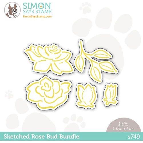 Simon Says Stamp! Simon Says Stamp SKETCHED ROSEBUD BUNDLE Hot Foil Plates and Dies s749