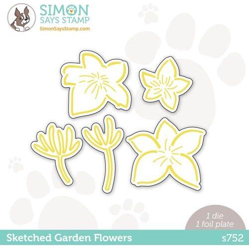 Simon Says Stamp! Simon Says Stamp SKETCHED GARDEN FLOWERS Hot Foil Plates and Dies s752