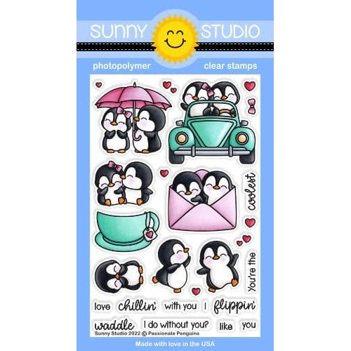 Simon Says Stamp! Sunny Studio PASSIONATE PENGUINS Clear Stamps SSCL-323