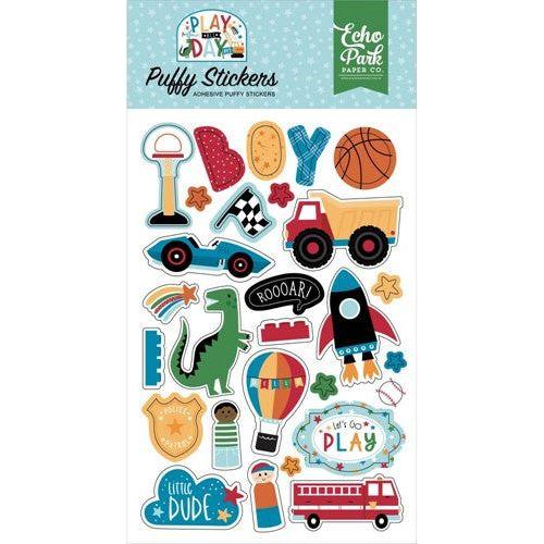 Simon Says Stamp! Echo Park PLAY ALL DAY BOY Puffy Stickers pab269066*