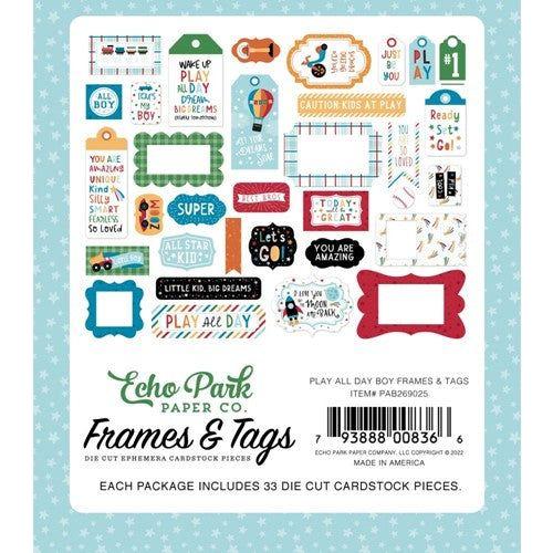 Simon Says Stamp! Echo Park PLAY ALL DAY BOY Ephemera Frames And Tags pab269025*