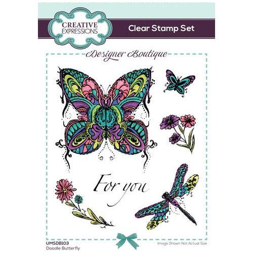 Simon Says Stamp! Creative Expressions DOODLE BUTTERFLY Clear Stamps umsdb103*