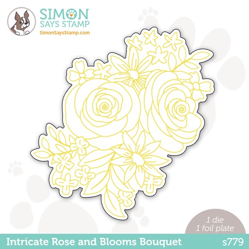 Simon Says Stamp! Simon Says Stamp INTRICATE ROSE AND BLOOMS BOUQUET Hot Foil Plates and Dies s779