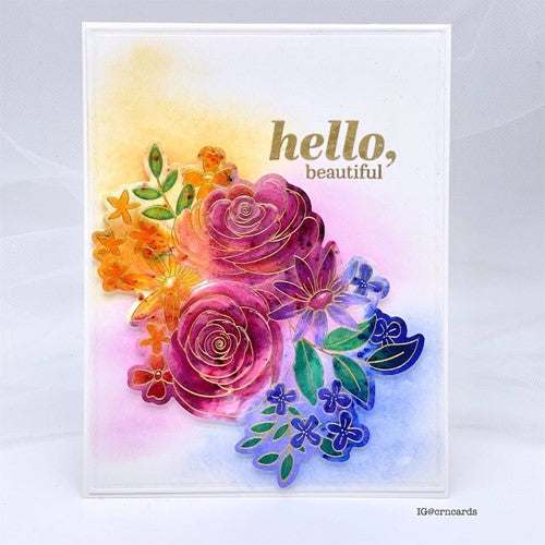 Simon Says Stamp! Simon Says Stamp INTRICATE ROSE AND BLOOMS BOUQUET Hot Foil Plates and Dies s779