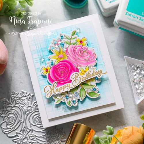 Simon Says Stamp! Simon Says Stamp INTRICATE ROSE AND BLOOMS BOUQUET Hot Foil Plates and Dies s779 | color-code:ALT2