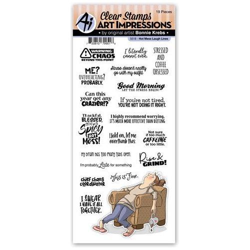 Simon Says Stamp! Art Impressions HOT MESS Laugh Lines Clear Stamps 5518