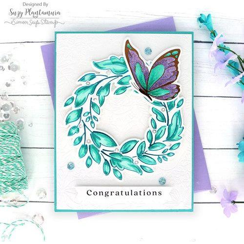 Simon Says Stamp! Simon Says Stamp SKETCHED LEAFY WREATH Hot Foil Plates and Dies s765 | color-code:ALT7