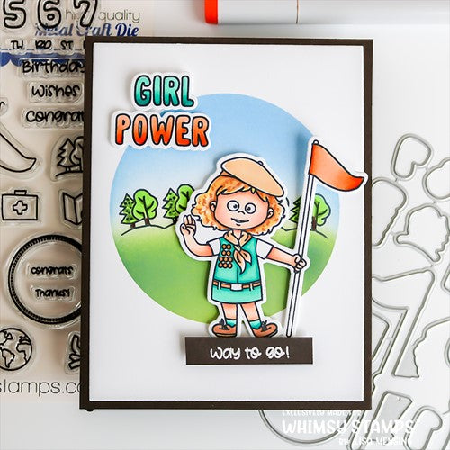 Simon Says Stamp! Whimsy Stamps CAMPER GIRL Outline Dies WSD101