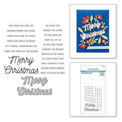 Simon Says Stamp! SDS-175 Spellbinders MANY MERRY CHRISTMAS SENTIMENTS Clear Stamp and Die Set