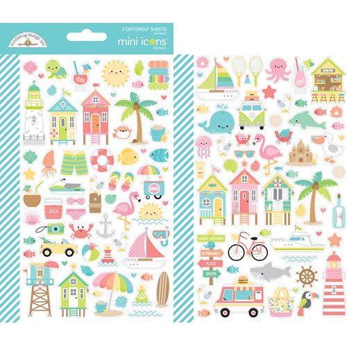 Simon Says Stamp! Doodlebug SEASIDE SUMMER MINI Icons Cardstock Stickers 7758